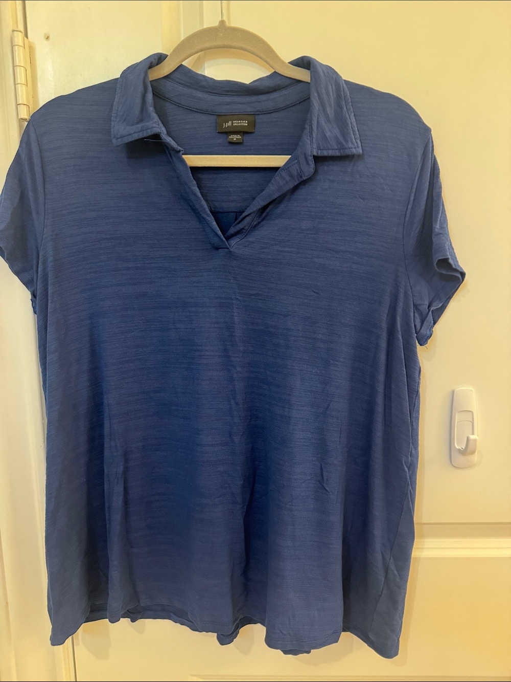 J. Jill Navy Blue V-Neck Polo Tee